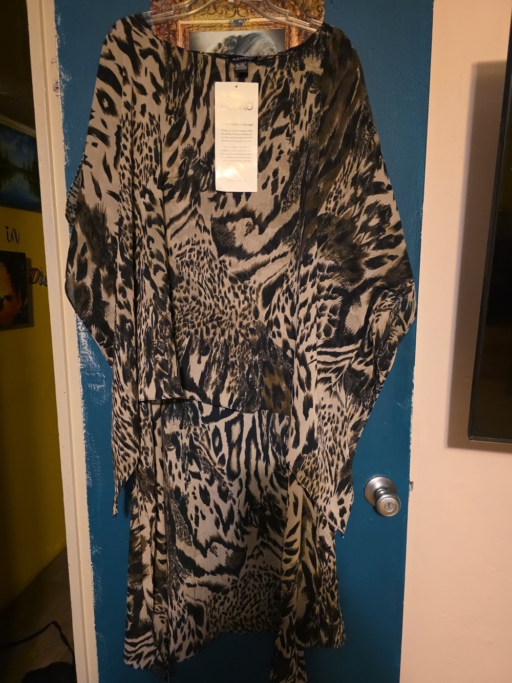 Ashro Animal Print Tunic in Black and Beige